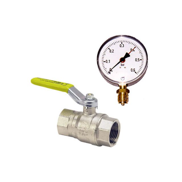 Accessories for air and gas lines: gas cock and manometers
