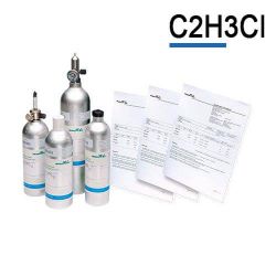 Vinyl chloride calibration gas cylinder C2H3Cl by Air Products for gas detector bump tests and calibration